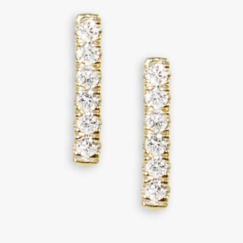 9ct yellow gold diamond bar style stud earrings. Total diamond weight .10ct.
