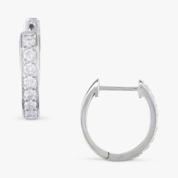  White gold diamond hoop earrings. Total diamond weight 0.34ct.