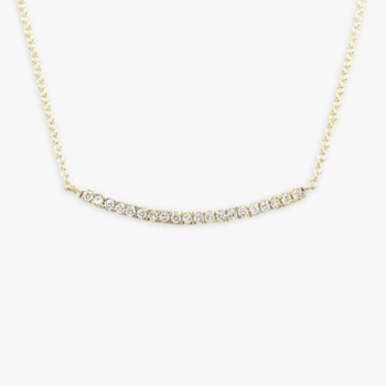 9ct yellow gold diamond curved bar necklet. Total diamond weight 0.18 ct.