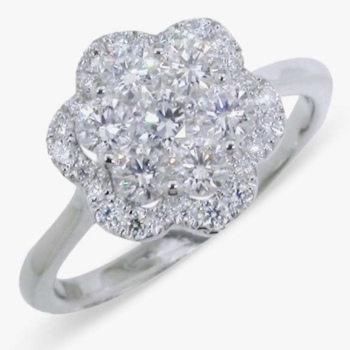 18ct white gold diamond cluster ring. Total diamond weight 1.01ct.