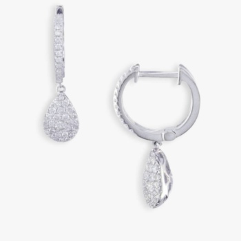 18ct white gold pear shaped diamond earrings. Total diamond weight 0.45ct.
