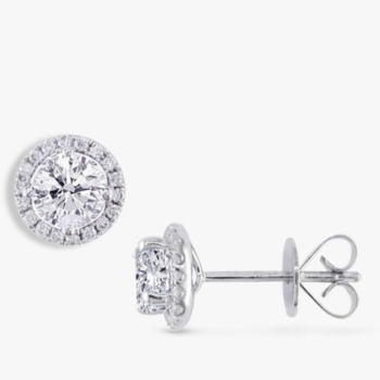 18ct white gold round cluster stud earrings. Total diamond weight 0.46 - 0.81ct.