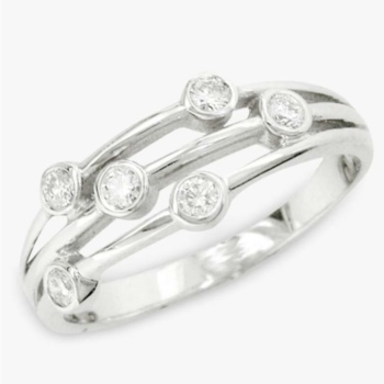 18ct white gold 3 row scatter ring. Total diamond weight 0.20ct.