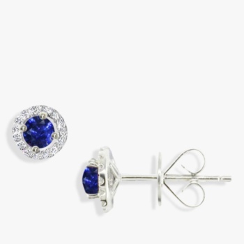 18ct white gold sapphire and diamond circular cluster earrings.