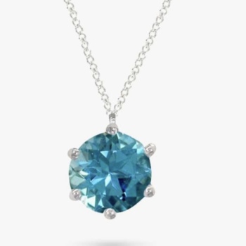 9ct white gold blue topaz pendant and chain.
