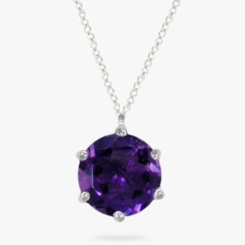 9ct white gold amethyst pendant and chain.