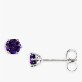 9ct white gold amethyst small sized stud earrings.