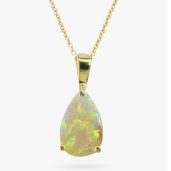 9ct yellow gold teardrop shaped opal pendant and chain.