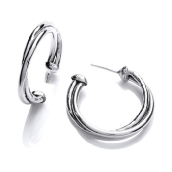 Large twist hoop earrings.
