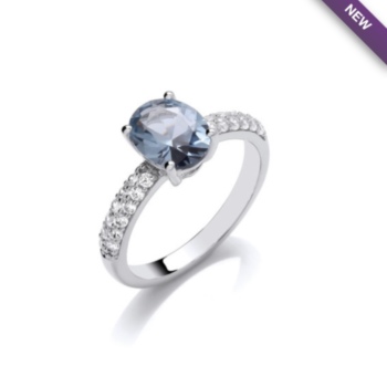 Ring with CZ shoulders.