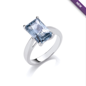 Emerald cut solitaire ring.