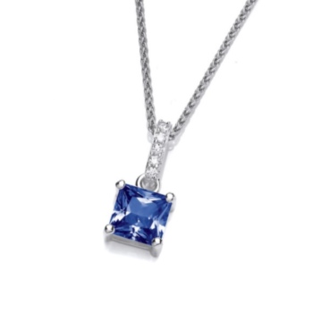Princess cut solitaire pendant and chain.