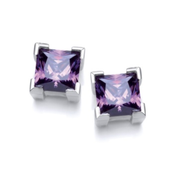 Square solitaire stud earrings.