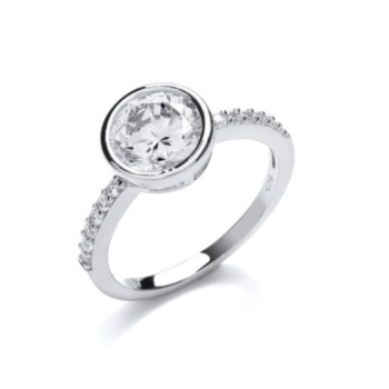 Round rub over set solitaire ring.