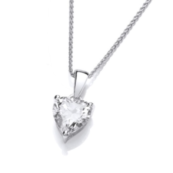 Solitaire heart shaped pendant and chain.