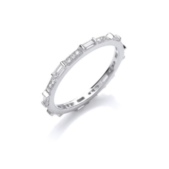Fine round and baguette cut eternity ring.