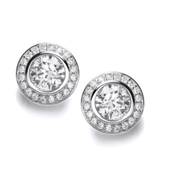 Surround style cluster earrings.