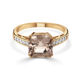 18ct rose gold square cut morganite and diamond ring