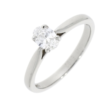 18ct gold, platinum single stone oval cut diamond solitaire ring