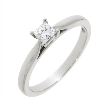 18ct gold, platinum single stone princess cut diamond solitaire ring