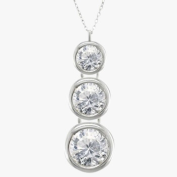 18ct white gold diamond Trilogy pendant and chain. Total diamond weight 0.34ct.
