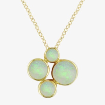 9ct yellow gold 4 stone opal pendant and chain.