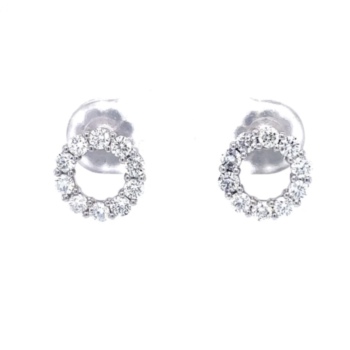18ct white gold diamond circle  stud earrings. 0.86ct diamonds
