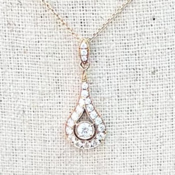 18ct rose gold diamond pendant and chain.