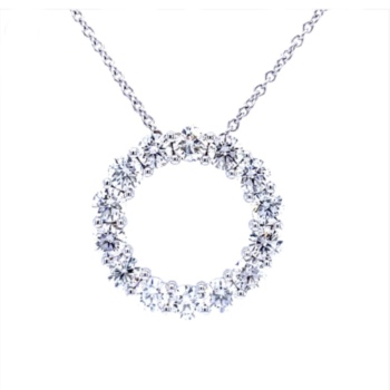 18ct white gold large diamond circle pendant necklace. 2.94ct of diamonds