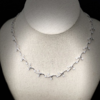 18ct white gold diamond set “Entwined” necklet