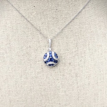 18ct white gold sapphire and diamond pendant and chain