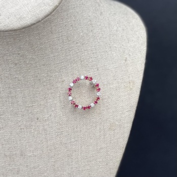 18ct yellow/white gold ruby and diamond set brooch