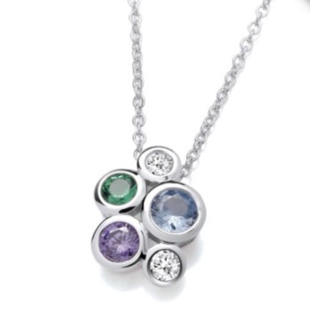 Silver rainbow cubic zirconia dance bubble necklace.