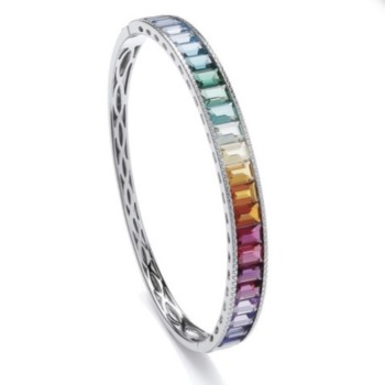 Silver radiant rainbow cubic zirconia bangle