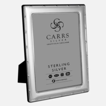 Sterling Silver photo frame reed & ribbon design with grey velvet back