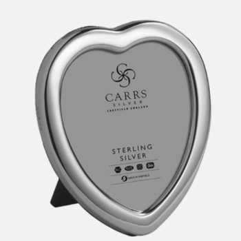Sterling Silver heart shaped photo frame with grey velvet back