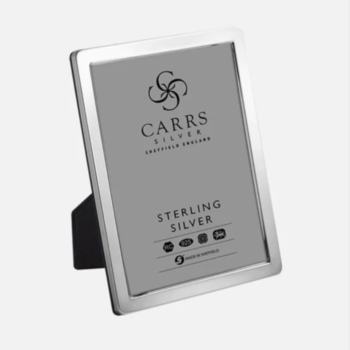 Sterling Silver narrow border photo frame with grey velvet back