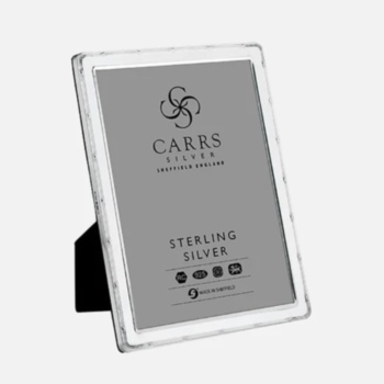 Sterling Silver narrow border photo frame with reed & ribbon design with grey velvet back