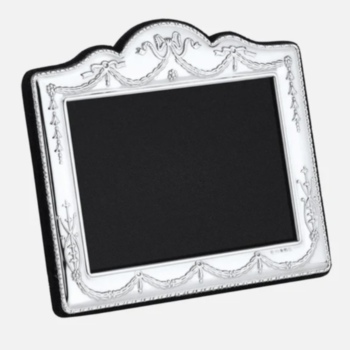 Sterling Silver Traditional landscape ribbons & bows photo frame with grey velvet back