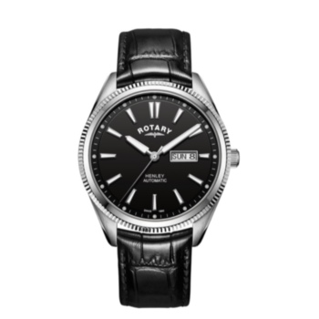Rotary Henley automatic Gents watch with black leather strap