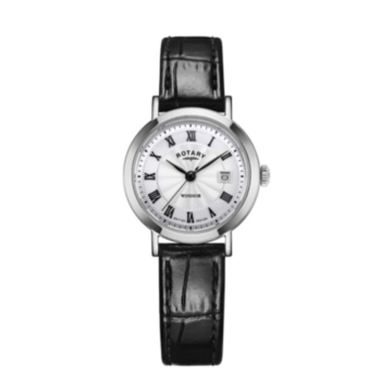 Rotary Windsor ladies Watch with black leather strap