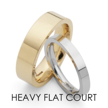 Heavy flat court wedding bands. Available in 9ct & 18ct yellow/white gold and platinum
