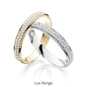 Ladies Lux range wedding bands. Available in 9ct & 18ct yellow/white gold and platinum