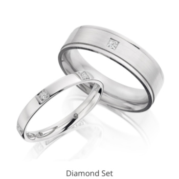 Gents diamond set wedding bands. Available in 9ct & 18ct yellow/white gold and platinum